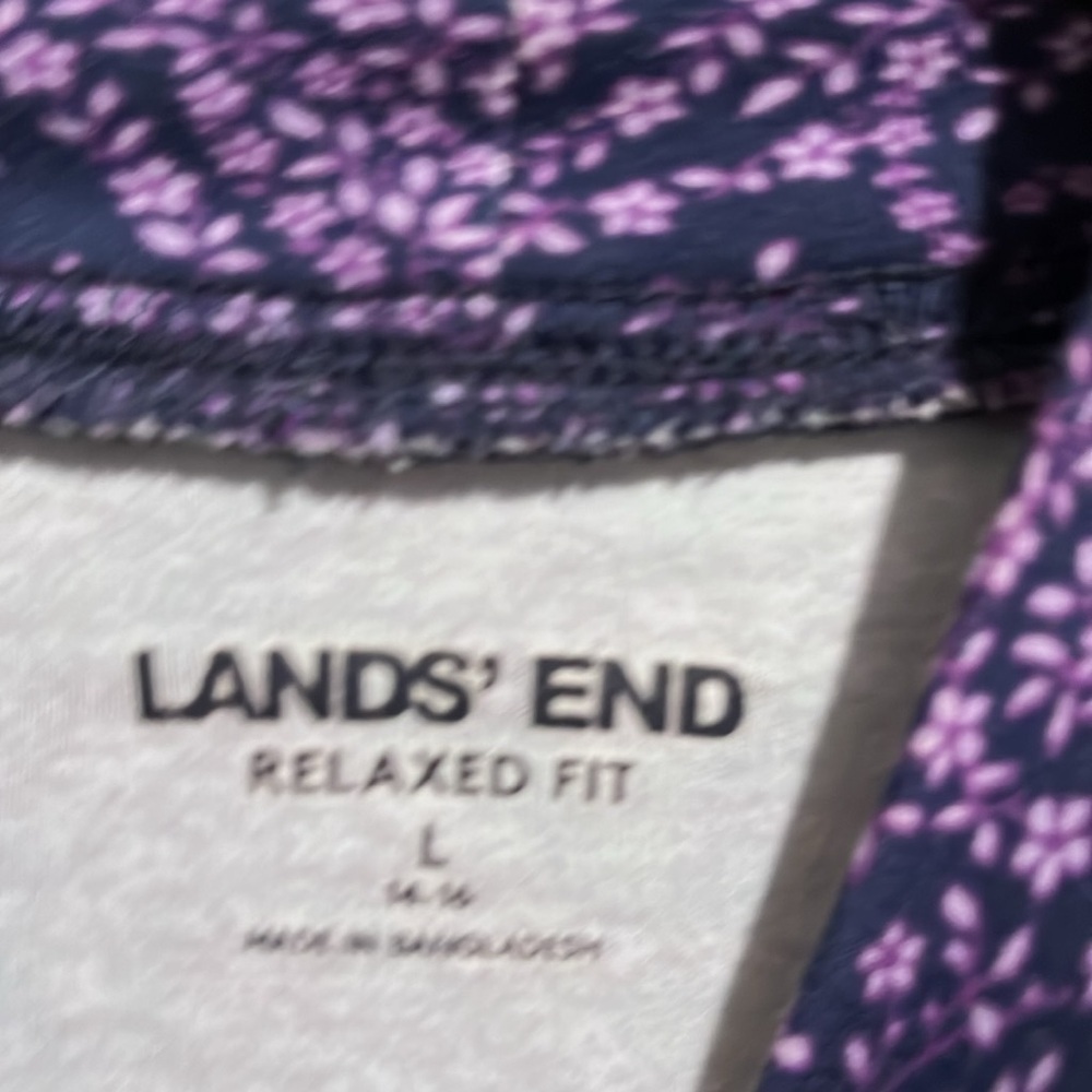 Lands End purple paisley floral top. Size large. - Picture 4 of 6